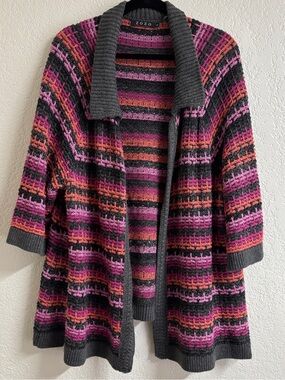 ZOZO 3X Colorful Knit Open Front Cardigan Boho Cozy Plus Size Sweater
